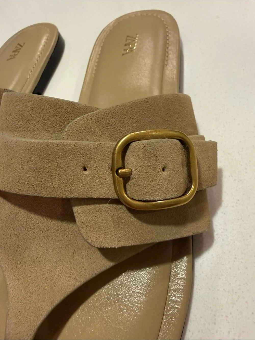 Zara Split Leather Buckle Sandals - Picture 4 of 5